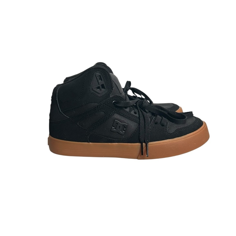 DC Men's Pure High-Top WC Skate Shoes Black Leather Suede Gum Size 8.5 - Picture 4 of 8